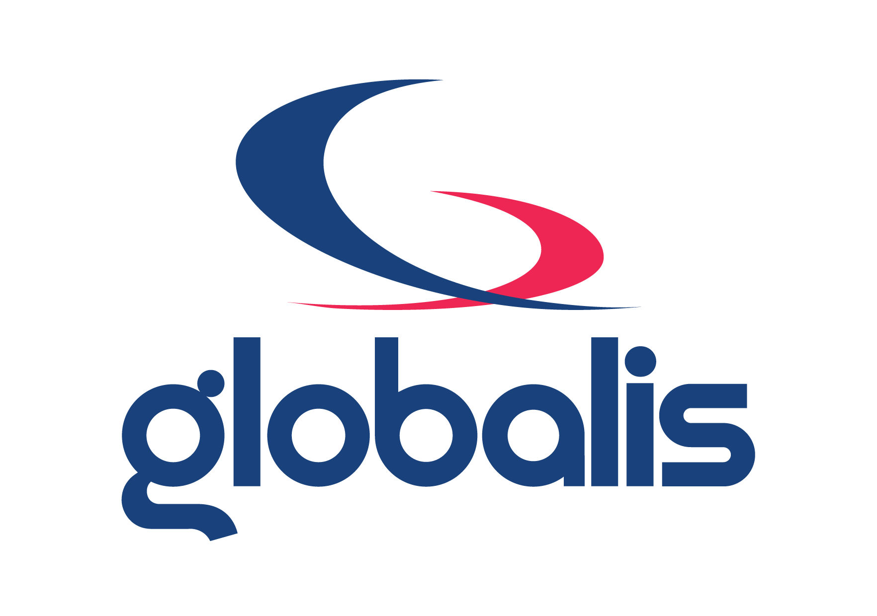 Logo Globalis — símbolo abstrato azul-marinho e magenta com a palavra globalis em tipografia arredondada azul